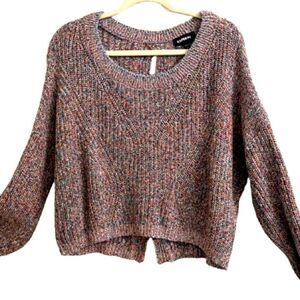 Express Colorful Crew Neck Sweater with Relaxed Fit and Chunky Knit